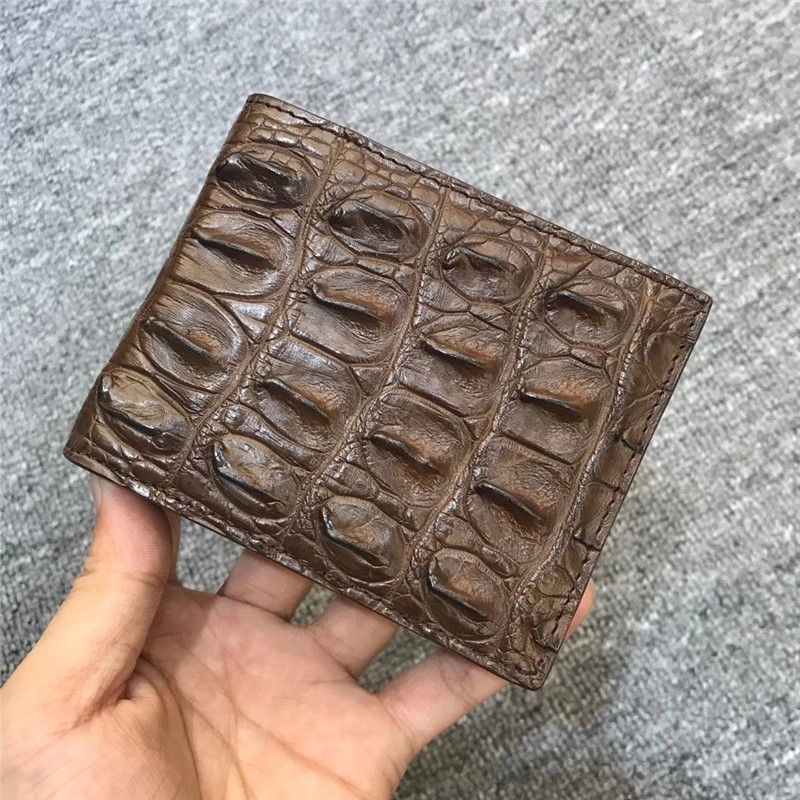 Authentic Exotic Real Alligator Leather Men's Short Card Holders Genuine Crocodile Skin Male Small Bifold Wallet