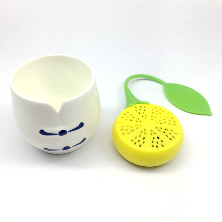 Bulk Unique Yellow Lemon Shape Cute Fruit Silicone Tea Strainer Infuser