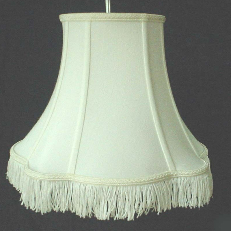 Fringed Hard Back TC Fabric Classical Lamp Shades Victoria Drum / tapered