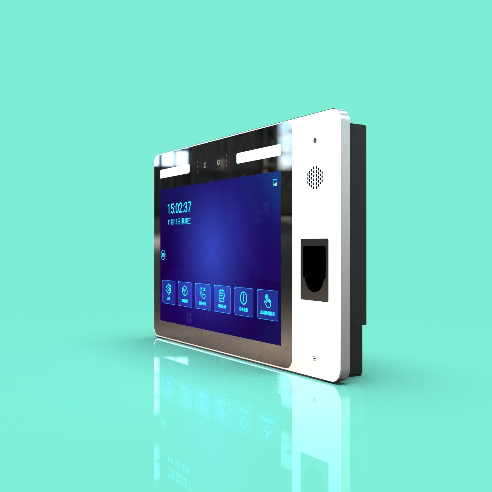 JP1110 Horizontal Wall-Mounted Finger Vein & Face Recognition 10.1-inch Biometric Face Scanner Access Control Terminal