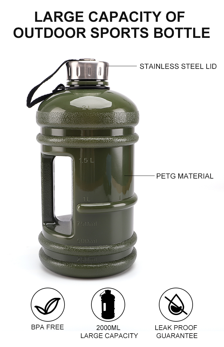 2.2L Custom GYM 1 Gallon Clear Plastic Containers Water Bottle Jug Bpa Free