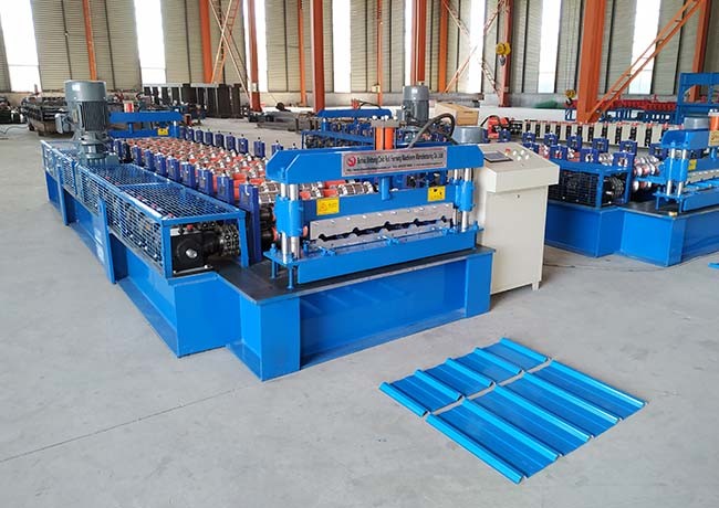Blue Trapezoidal Sheet Roll Forming Machine , High Strength IBR Roll Forming Machine