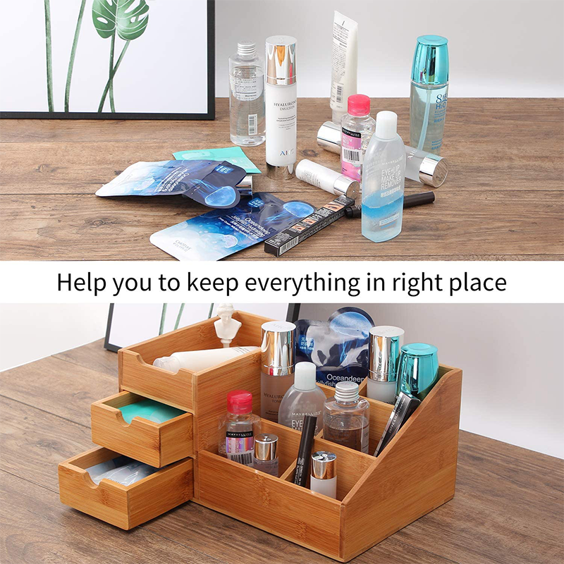 Accessories Storage Customized Logo Multi-small Space Bamboo Storage Box for Hotel