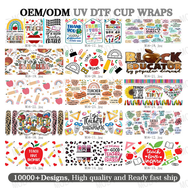 Custom Logo UV DTF Cup Transfers For Teachers' Day With And Fashion Transfer Label