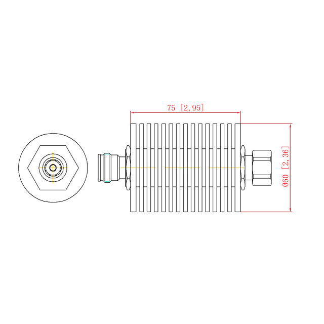 DC-6000MHz 50W Attenuator 4.3-10 Male To 4.3-10 Female High Frequency