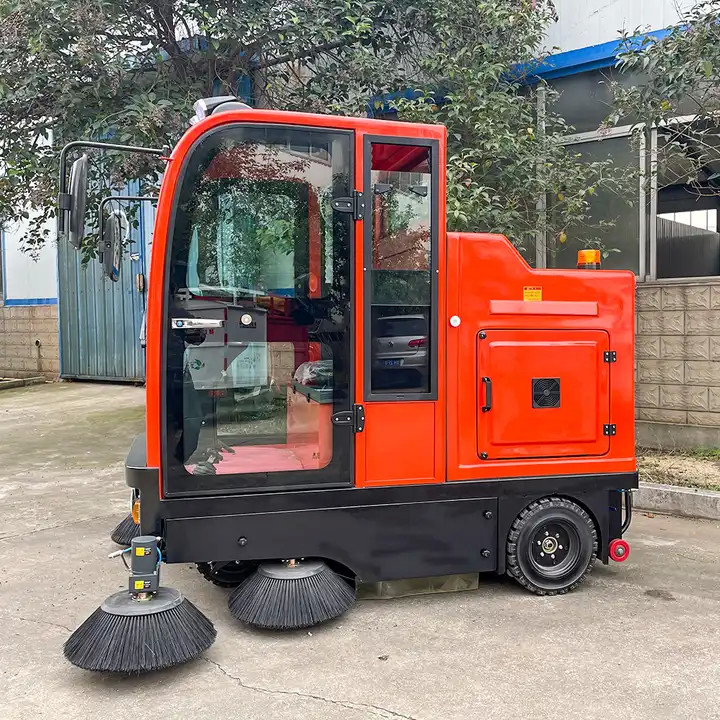Electric All Closed Cab Floor Sweeper Driving Type Road Sweeper Street Cleaning Machine