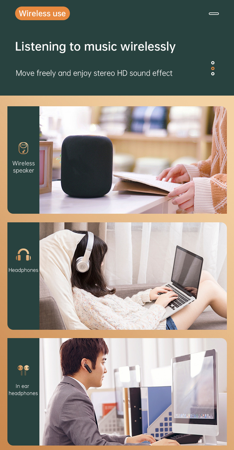 Wireless Stereo 10M Bluetooth Audio Receiver For PC TV Support AVRCP