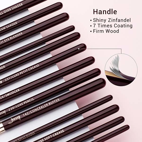 Soft Zinfandel Color Eye Makeup Brush Set Aluminum Ferrule