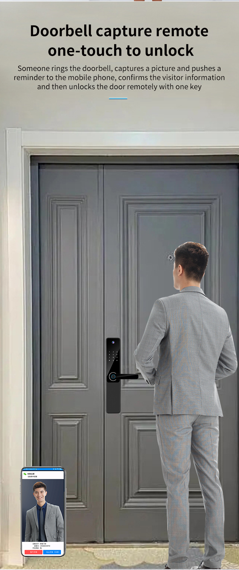 Aluminum Tuya Smart Fingerprint Lock Black Hotel Room Electronic Door Locks