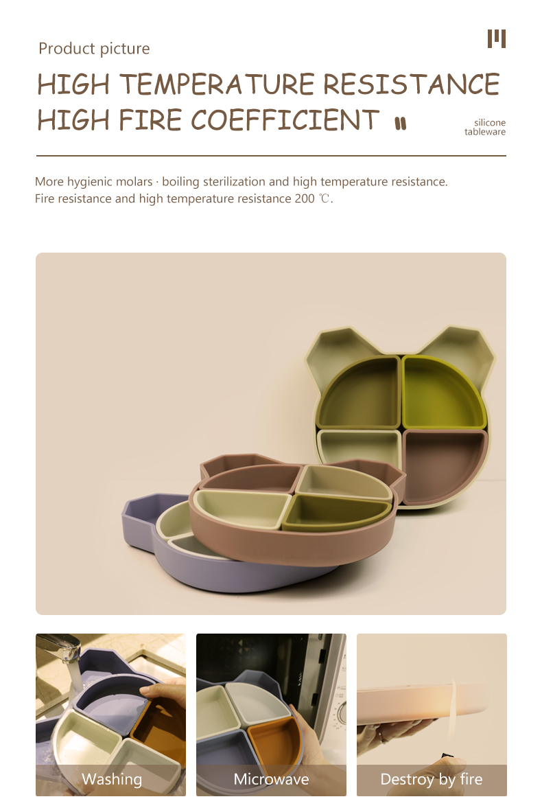Cat Face Style Silicone Section Plate With CE BSCI Certification