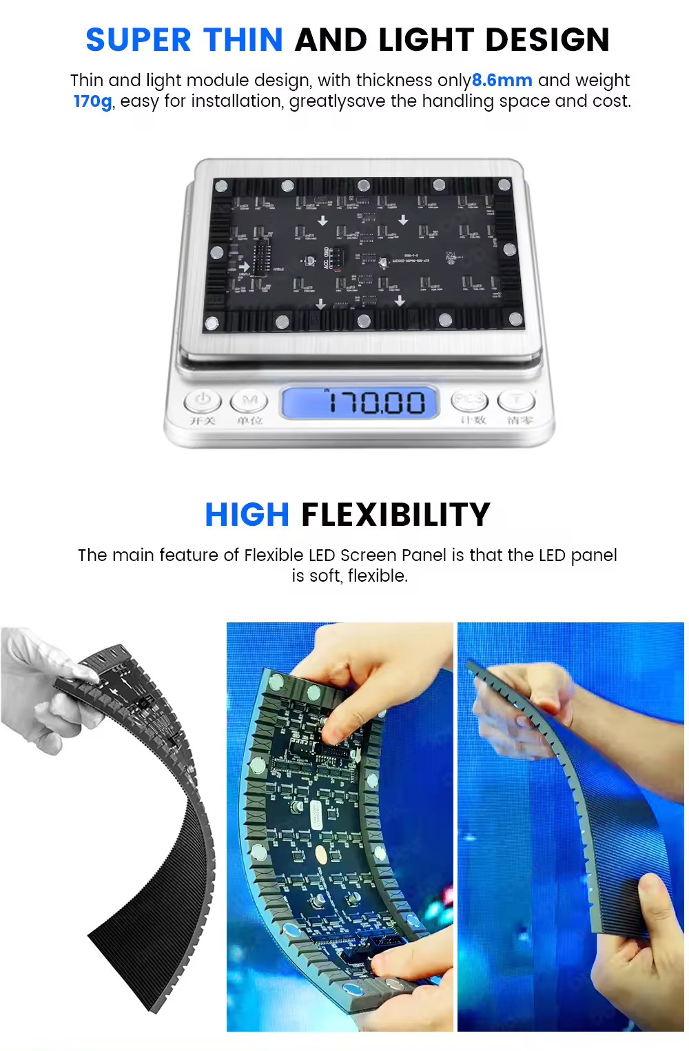 Original Type Flexible Soft Screen Vertical Indoor LED Display Screens for Wedding