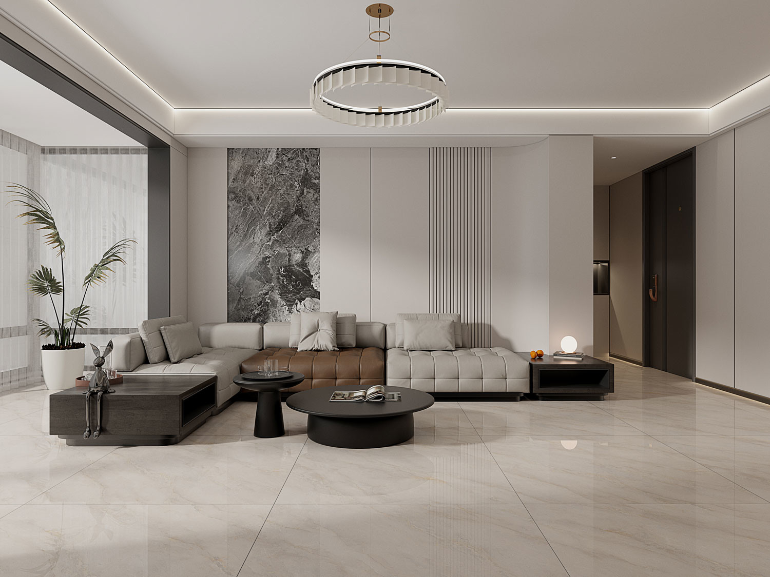 Durable Light Yellow Marble Polished Sintered Stone Slabs 1200x1200mm For Dining Room