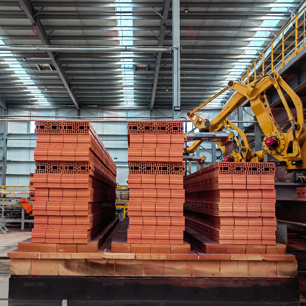 Steel Automated Unloading and Packing for Customizable Clay Brick Making Process by Brictec