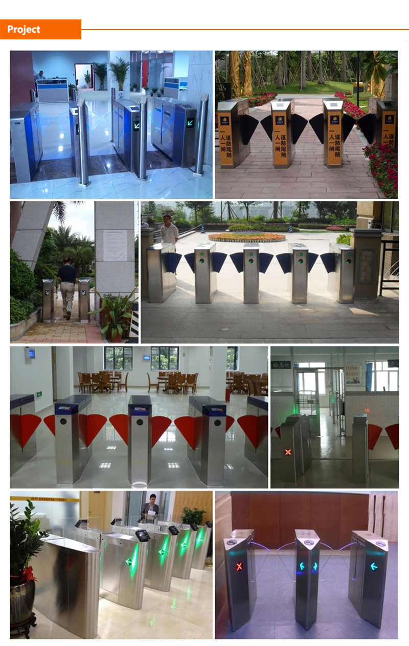 Good Quality 304 Stainless Steel Barrier Turnstile Access Control System Auto Bridge Flap Turnstile Optional Fingerprint Reader