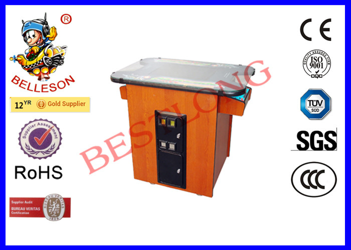 Wooden Color Double Coin Operated Arcade Machines Full View Angle Screen