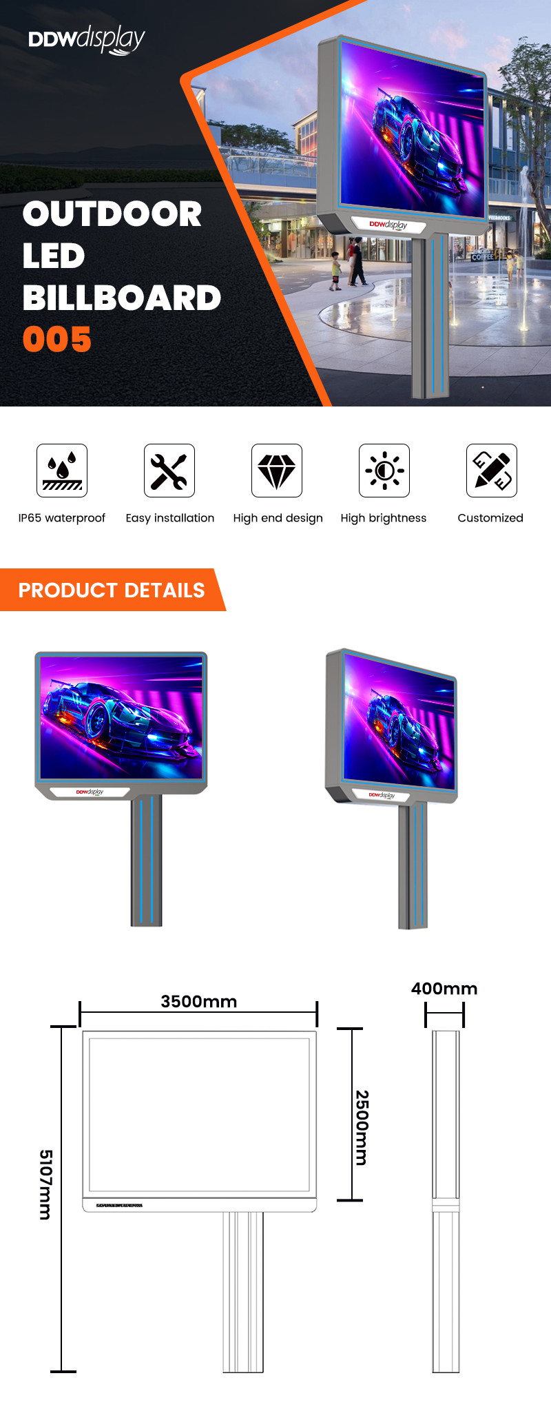 Easy installation steel P6 outdoor waterproof advertising boards highway electronic digital