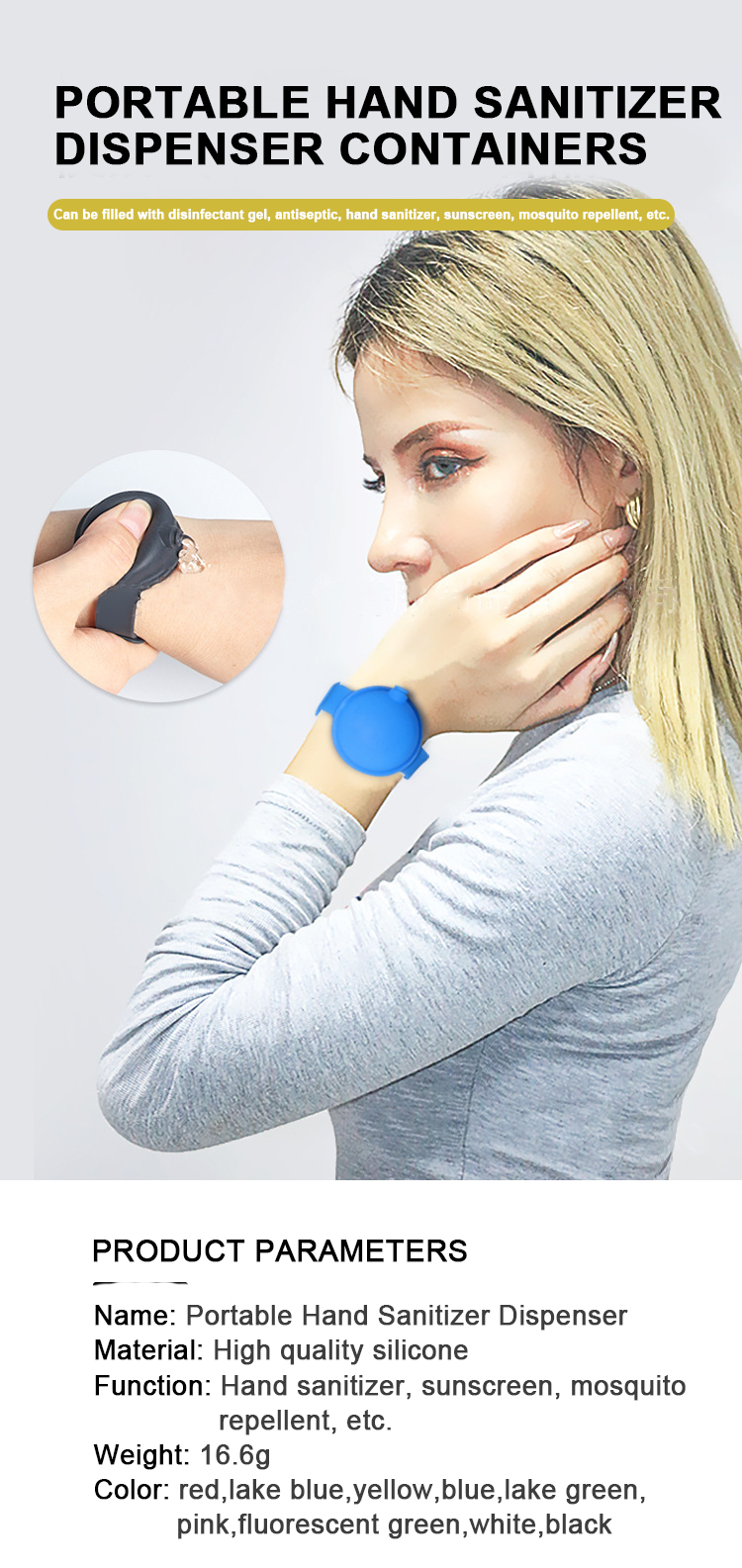 Reusable 10ml Silicone Hand Sanitizer Bracelet