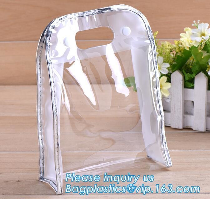 Durable Vinyl With Carry Handle Train Bag, zipper cosmetic bags with double slider, promotional travel custom pvc small