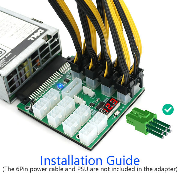 ATX 16x 6Pin Power Supply Breakout Board Adapter For Dell Brand / PSU / BTC Mining
