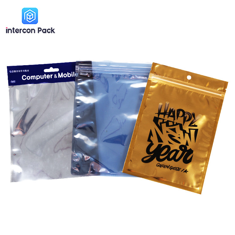 Three-Side Sealing Aluminum-Plated Anti-Static Zipper Bag Data Cable Polyester Film Bag