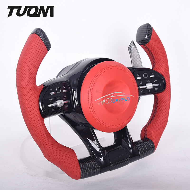 Customization Mercedes Benz Steering Wheel Carbon Fiber Leather Soft Grip 350mm