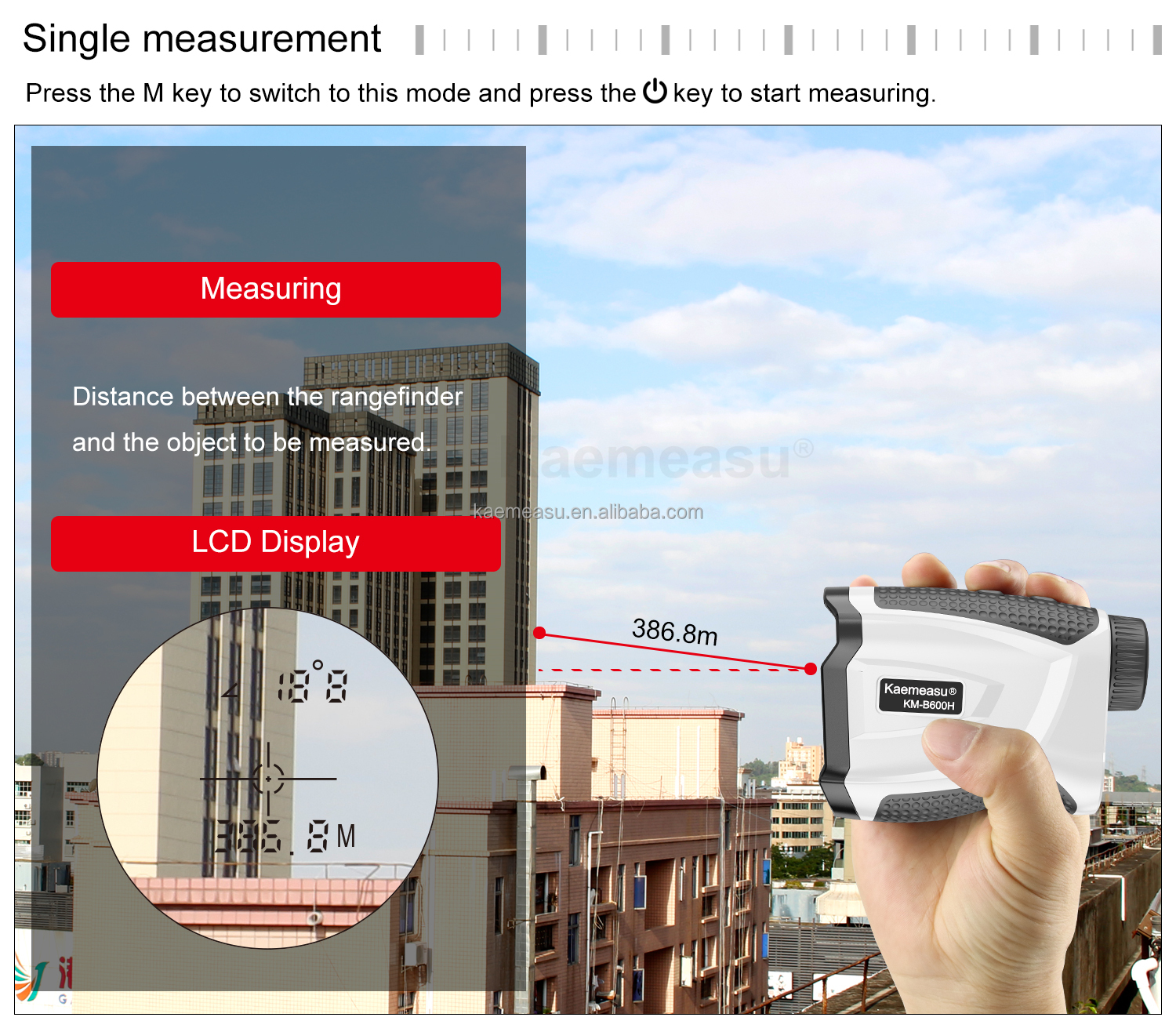 kaemeasu Handheld Rechargeable OEM Hunting Golf Laser Rangefinder With Magnet Adsorption 450M/600M/800M/1000M