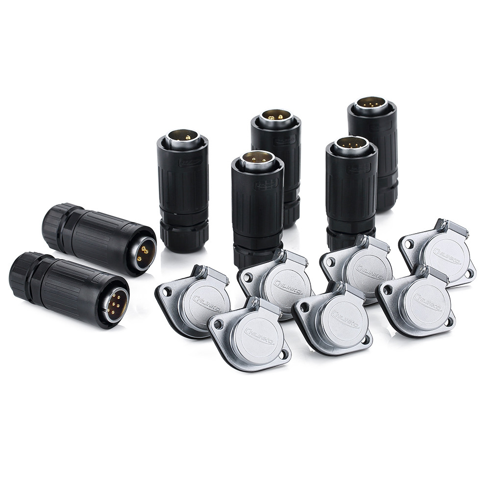 YA Automatic Spring Cover Series Metal Male Panel Mount Female Socket Circular DC Jack 3Pin Wire Connector