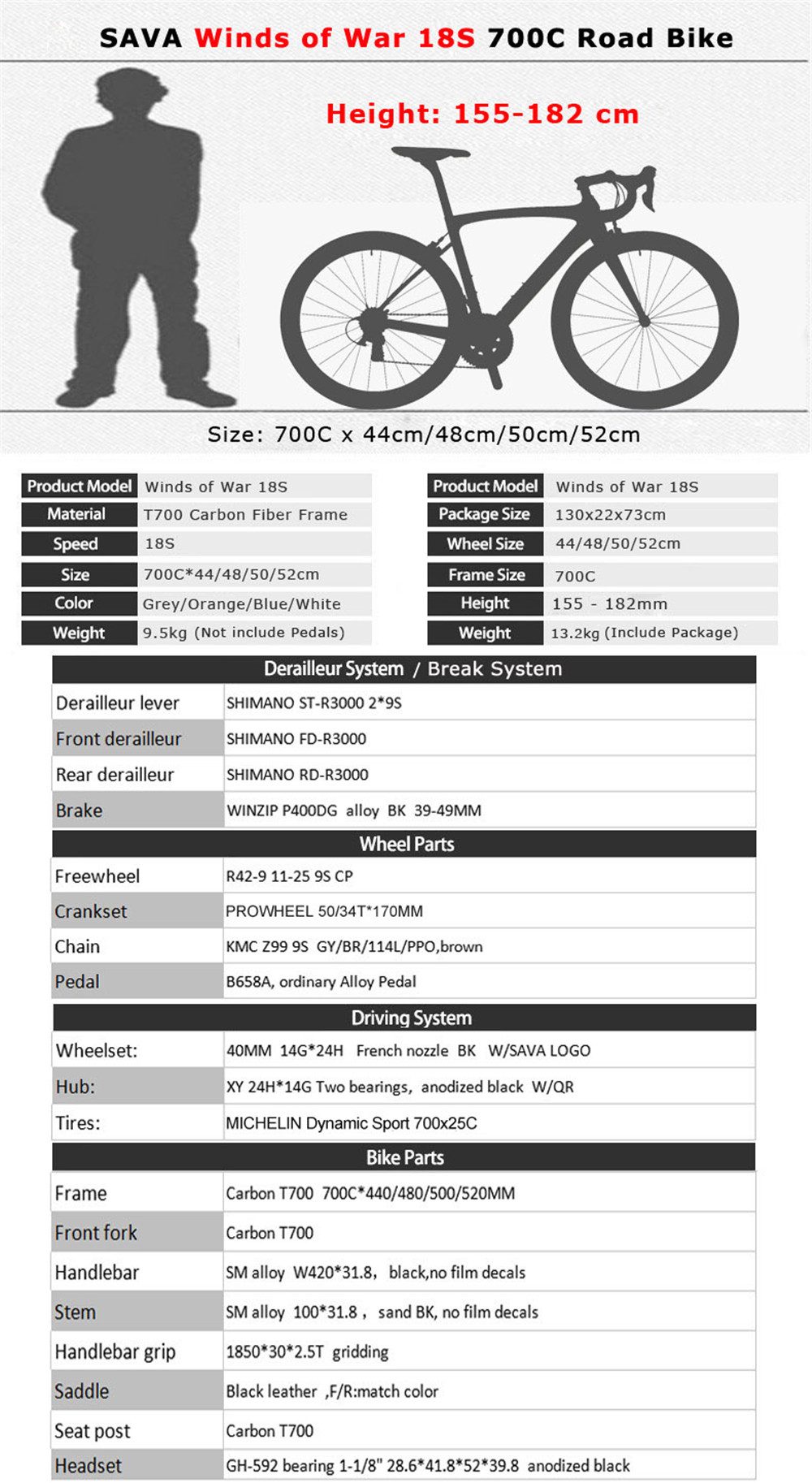 100KG Sava Carbon Fiber Bike , CE Carbon Wheelset 700c Rim Brake