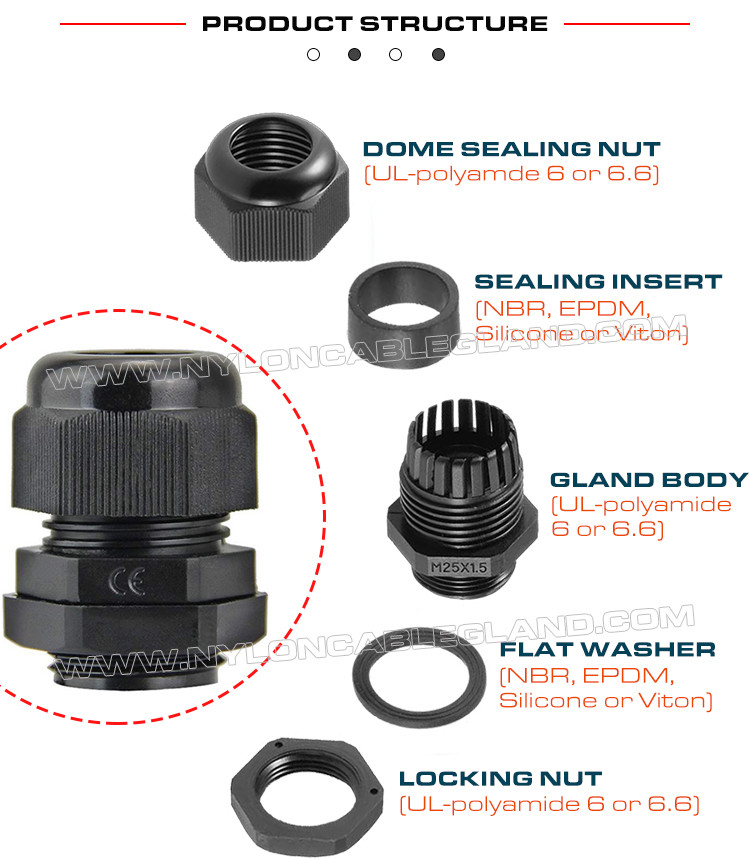 Long Thread PG13.5 Cable Gland, Adjustable 6-12mm Lengthened PG Thread Hermetic Sealing Gland Connector