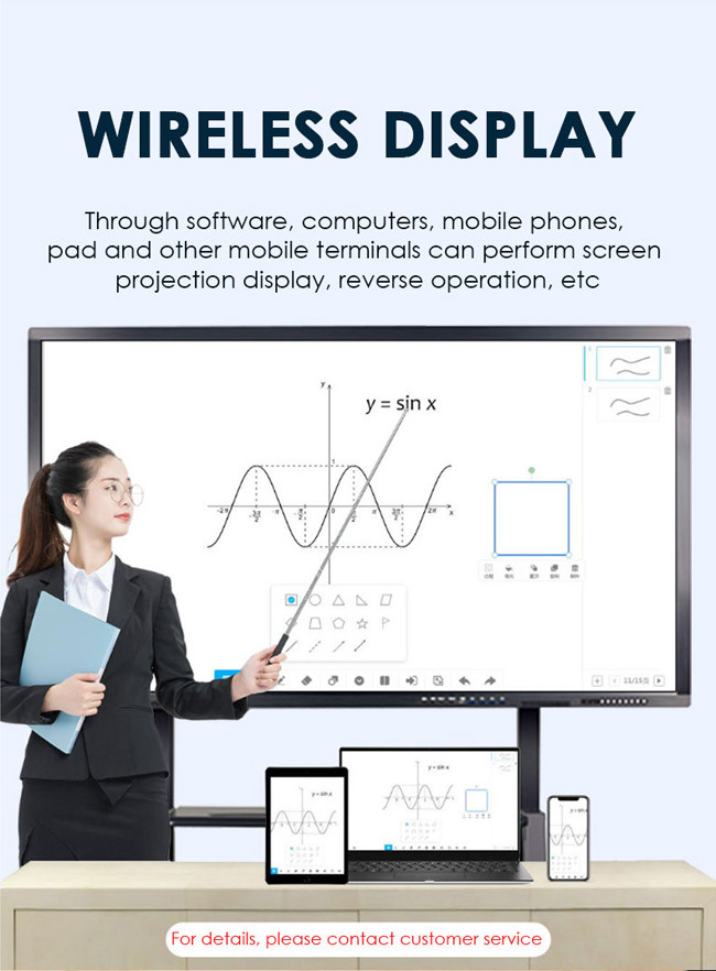 4K UHD 70 Inch Interactive Digital Blackboard Smart Touch Screen Board For Teaching