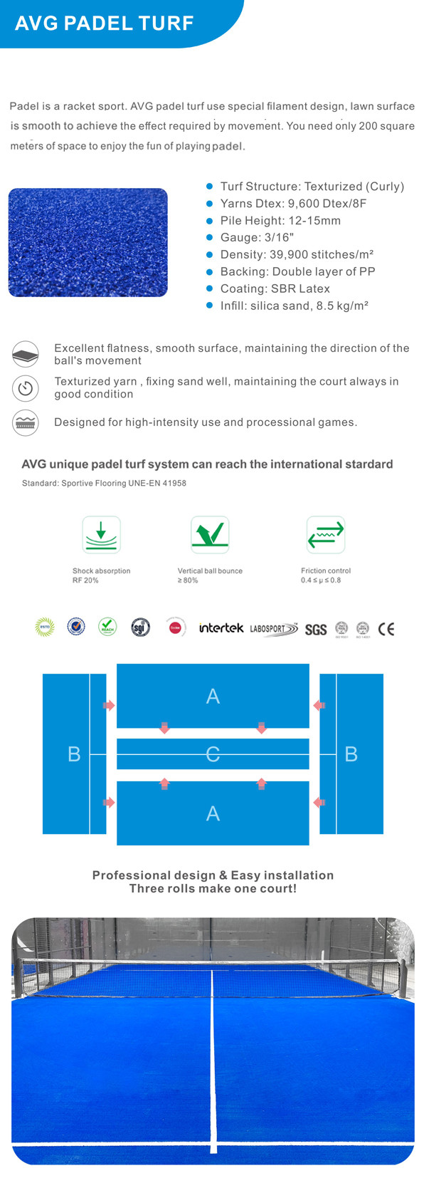 Tennis Court Flooring Carpet Artificial Grass Turf Synthetic Padel Grass For Tennis Court