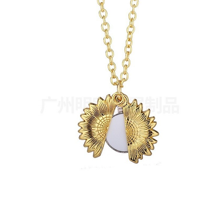 Blank Vintage Sublimation Sunflower Locket Necklace Jewelry For Sublimation