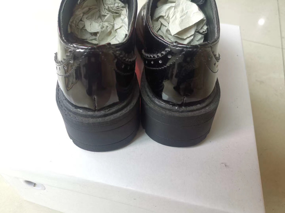 Vintage Balck PU Leather Shoes Patent Leather Oxfords Womens