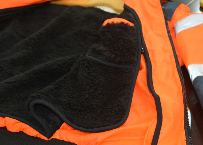 High Visible Mens Winter Work Clothes Pilot Jacket With Fake Fur Padded