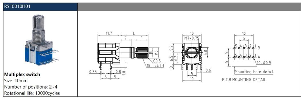 RS10 Rotary Route Switch Band Switch Rotary Switch Gear Change Switch