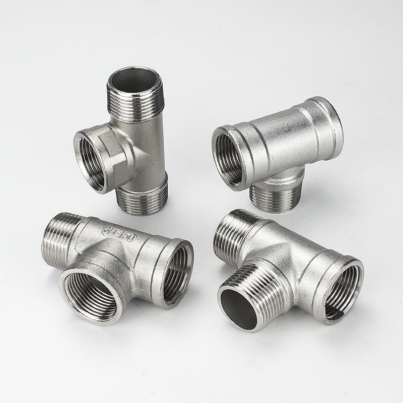 Sanitary Stainless Steel 3 Way Male Threaded Tee Pipe Fittings with Casting SS304