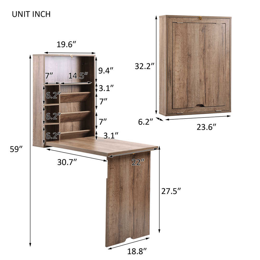 Durable 23.6''W Oak Folding Bookcase Table 36lbs Space Saving