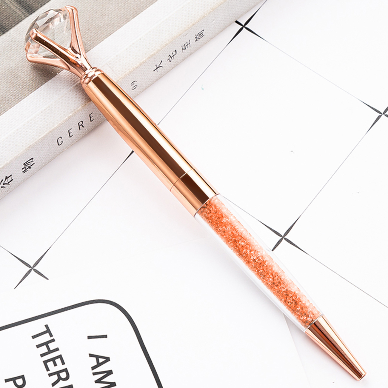 2.5g Ink Color Red Big Top Diamond Pen Multi Color Diamond Crystal Ballpoint Ball Pen For Wedding Gift