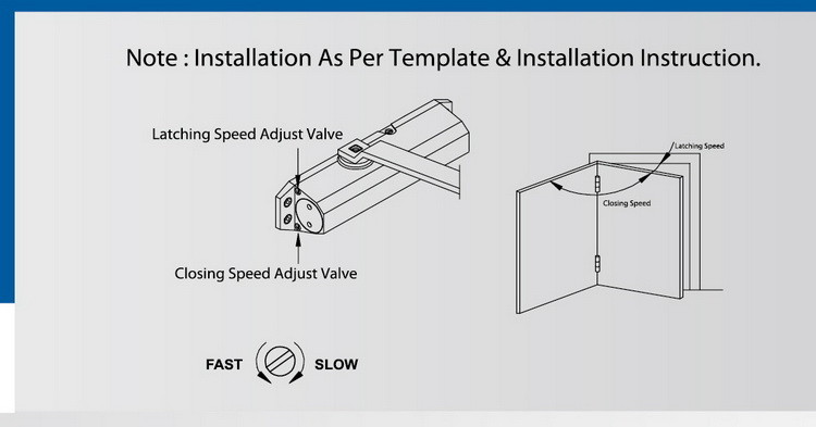 Size Adjusting Residential Door Closer , Hydraulic 180 Degree Door Closer CE Listed