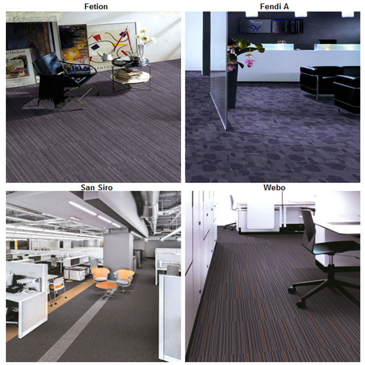 Pure color striped 100%solution dyed invista nylon 6 carpet tile