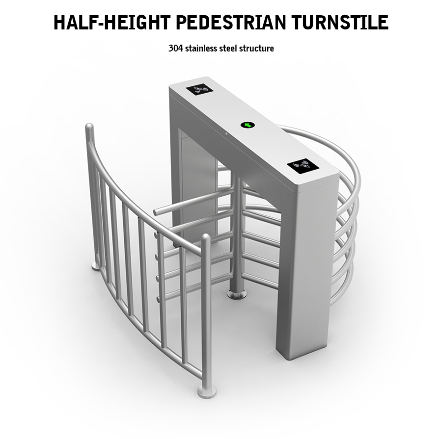 Swiping Card Half Height Turnstile SUS304 1.2mm Thickness Electromagnet Control