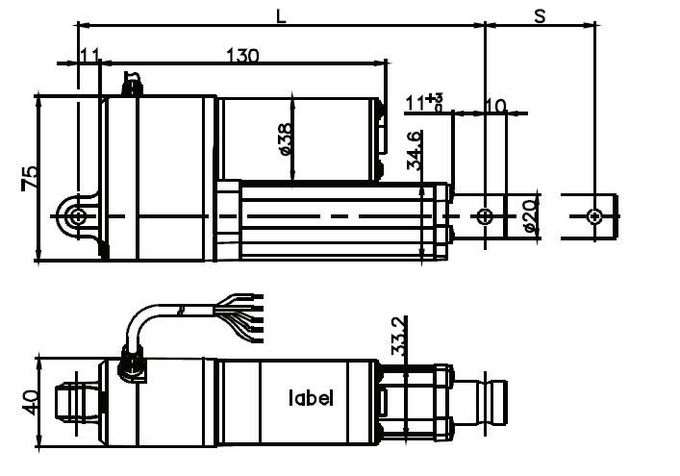 24 Volt Electric Rotating Actuator With Potentiometer 30cm Push Pull Rod