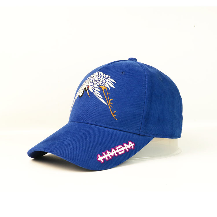 Classical Bright Royal blue Color Corduroy Snapback Baseball Cap/Dad Hat basic style baseball cap with flay embroidery