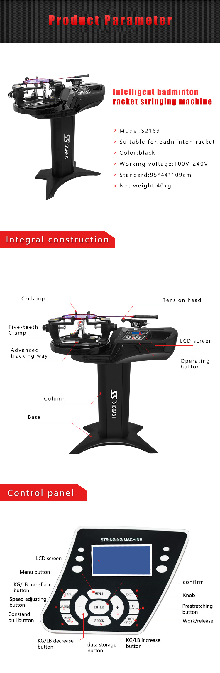 High Durability Badminton Racket Stringing Machine With Synchronizing Clip