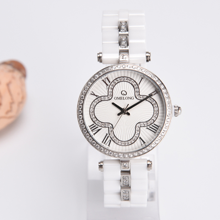 Sapphire Crystal Ceramic Quartz Watch Waterproof With China / Japan Movt