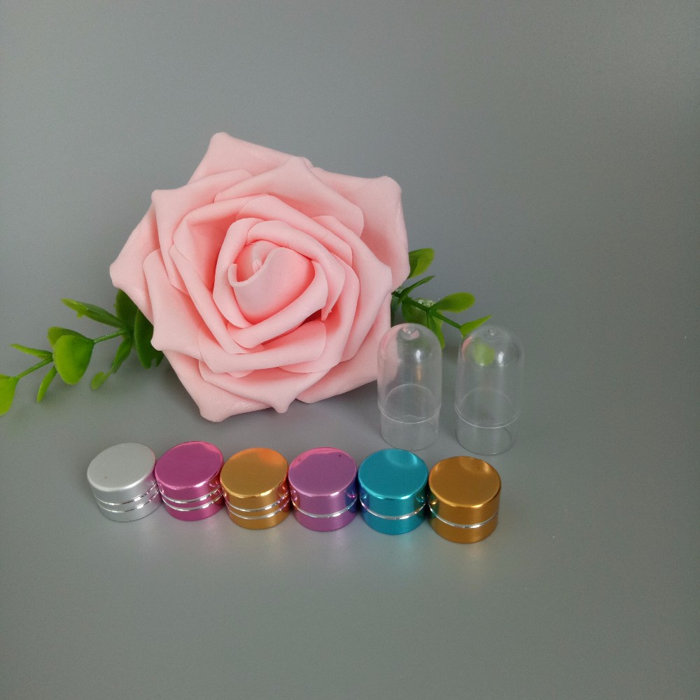 Silver ISO9001 Clear Pill Bottles With Aluminum Bullet Cap