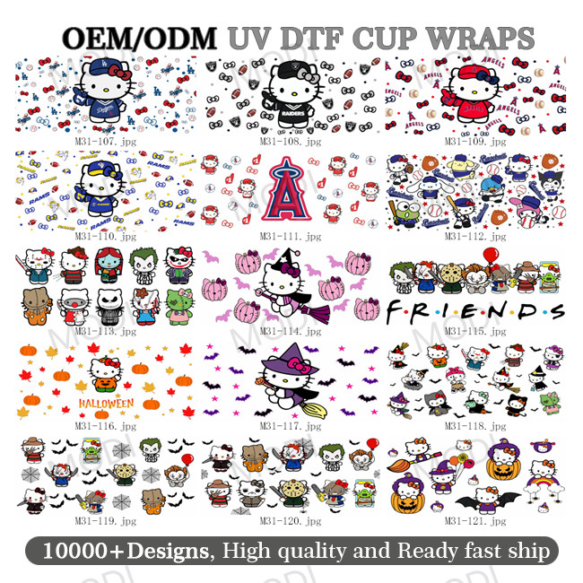Imaiwill Custom MOQ High Quality Fashion Transfer Label Transparent Film UV DTF Glass Jar Packaging Transfer Cartoon