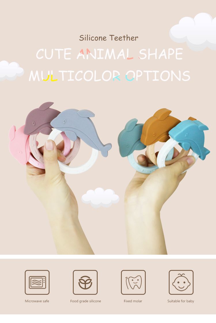 Colorful Silicone Baby Teether With Cartoon Animal Penguin Shape