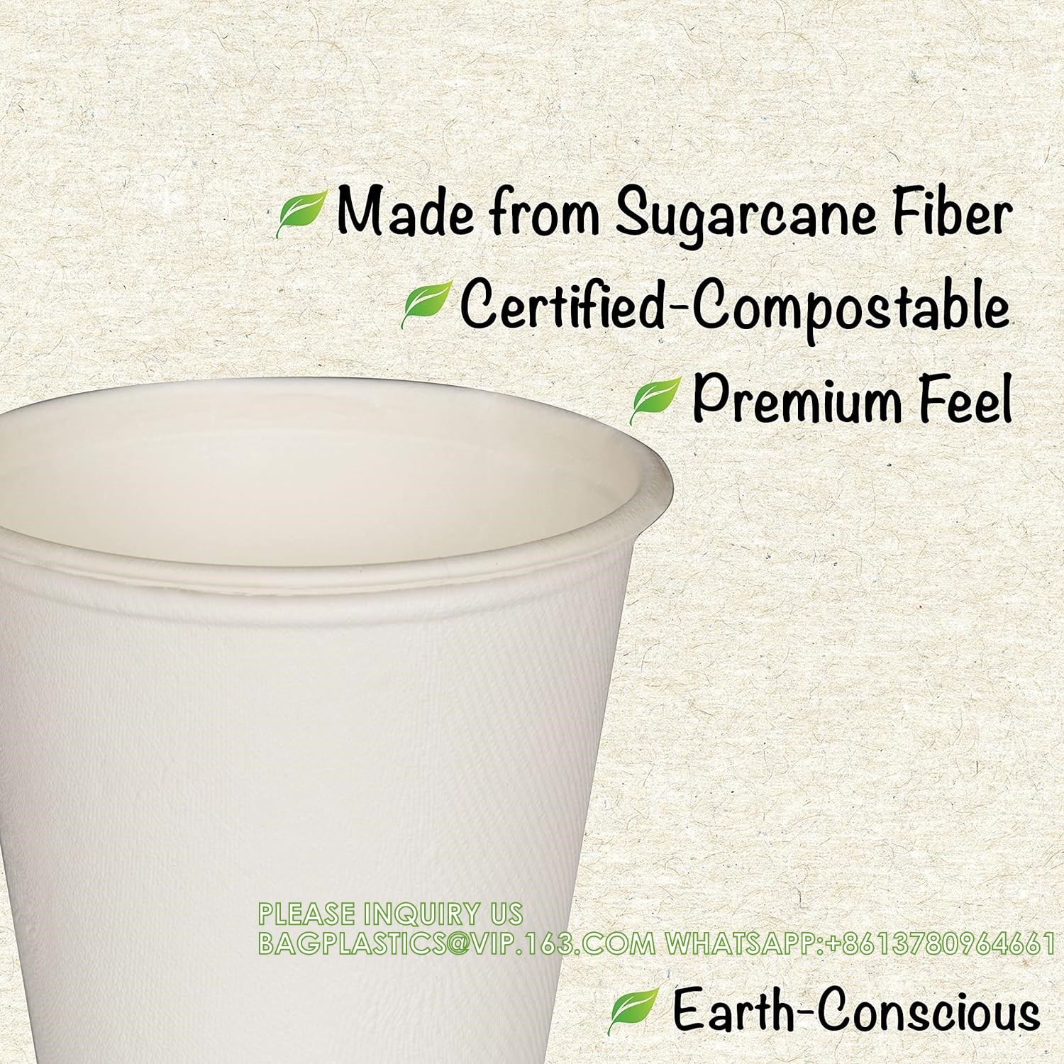 16 oz Biodegradable Disposable Drinking Coffee Cups, Eco Friendly Premium Party Cups, Natural Unbleached, Upcycled