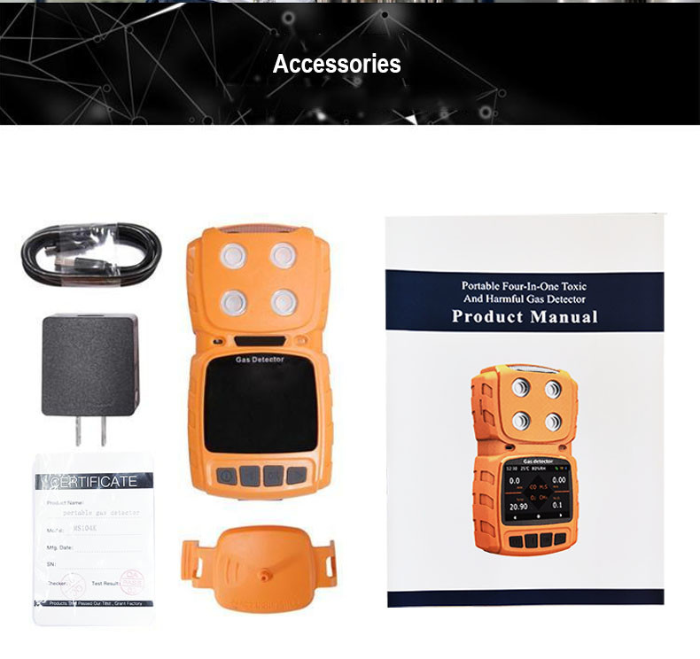 Industrial Cl2 So2 H2s Toxic Portable Multi Gas Detector Datalog Function Ms104k